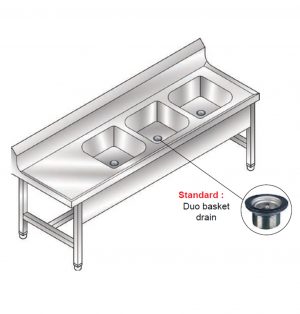 Triple sink Unit, With backsplash (CKTU - Series)